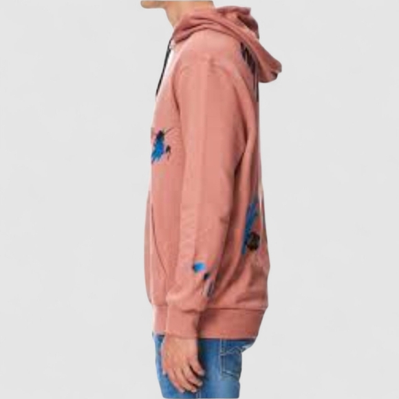 PAUL SMITH Embroidered Marker Pen Mens Pink Hoodie Ink Spill Organic Cotton L - Picture 2 of 16